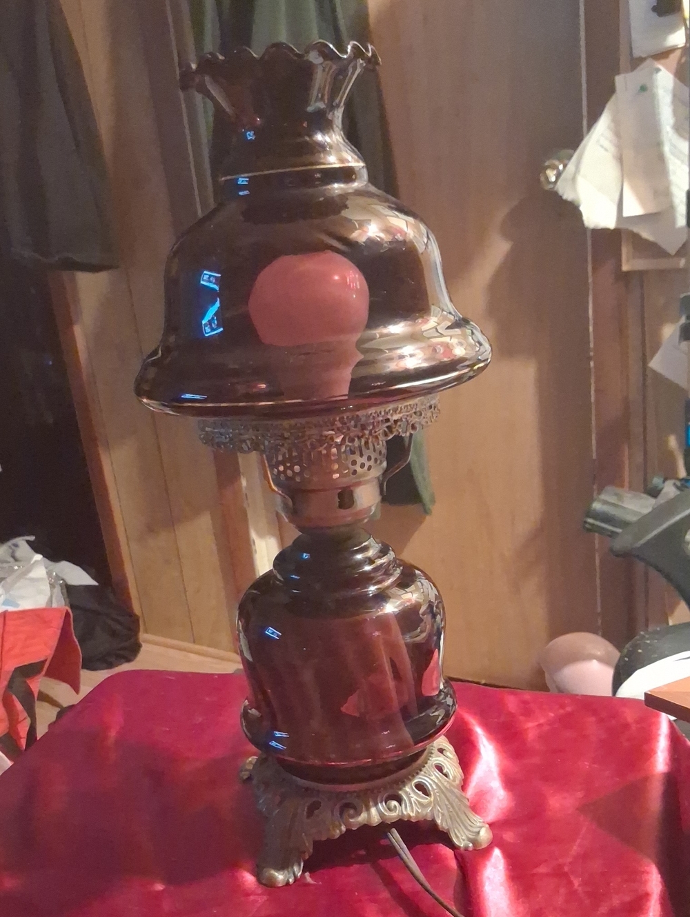 Vintage Purple Grass Hurricane Lamp